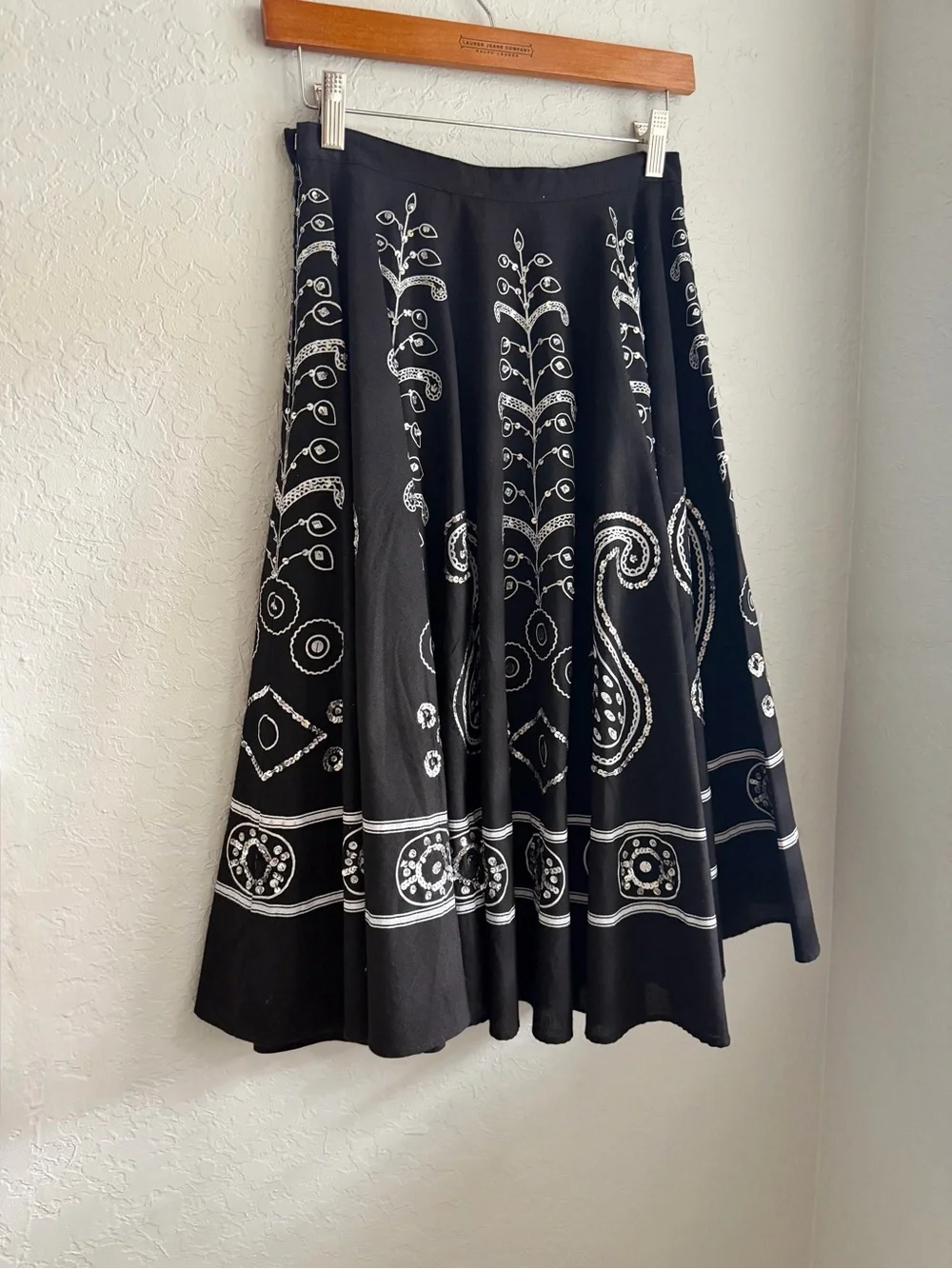 Margaret Loves Peter Black Midi Skirt With Silver Sequins